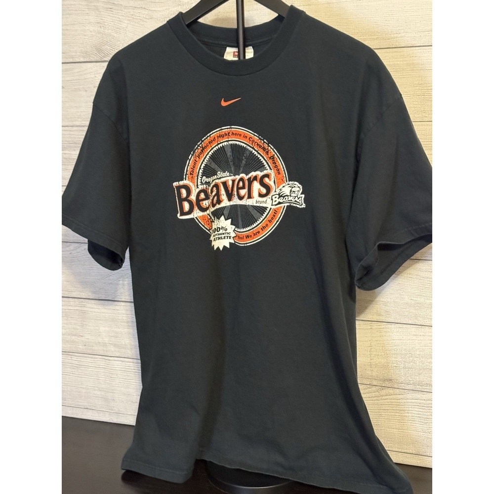 Nike Oregon State Beavers Men's XL Black T-Shirt‎ Orange Circle Logo VGC